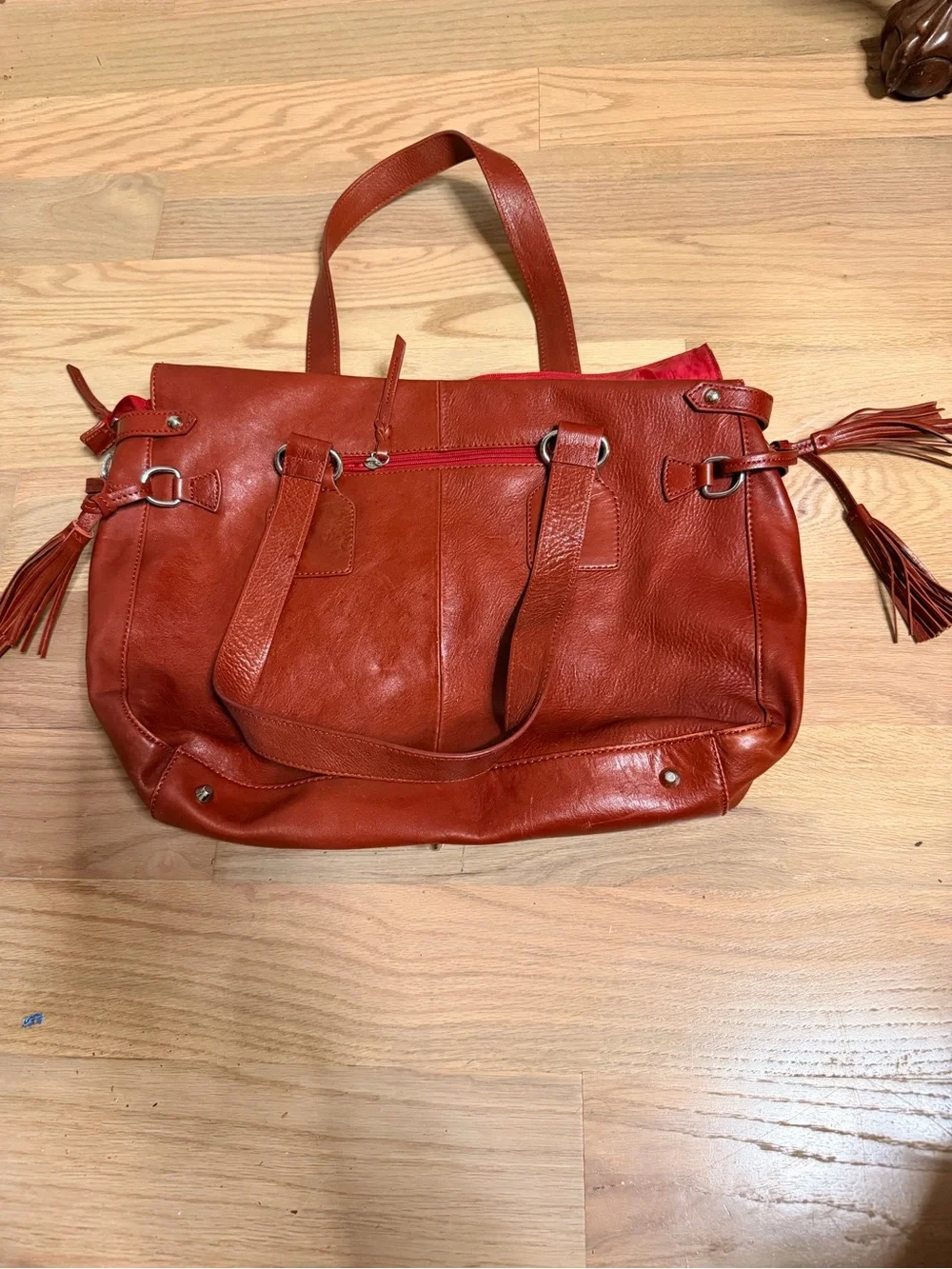 Vintage Wilson’s Leather Women's Red Leather Laptop Tote Bag - Travel / Office
